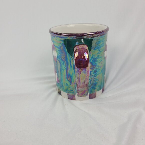 Caribou Coffee Green Iridescent Candy Can Mug NEW 14oz Christmas Holiday - Picture 4 of 9